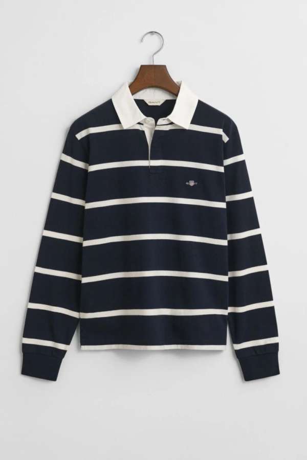 PÓLÓ GANT SHIELD STRIPED RUGGER EVENING BLUE