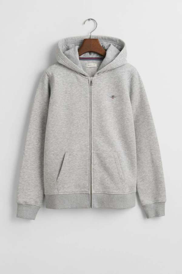 MELEGÍTŐFELSŐ GANT SHIELD ZIP HOODIE LIGHT GREY MELANGE
