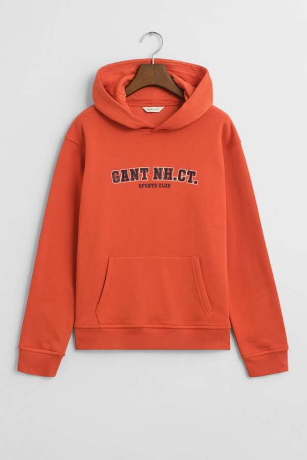 MELEGÍTŐFELSŐ GANT GRAPHIC SWEATSHIRT HOODIE DEEP ORANGE