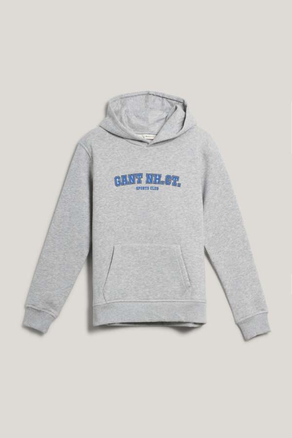 MELEGÍTŐFELSŐ GANT GRAPHIC SWEATSHIRT HOODIE LIGHT GREY MELANGE