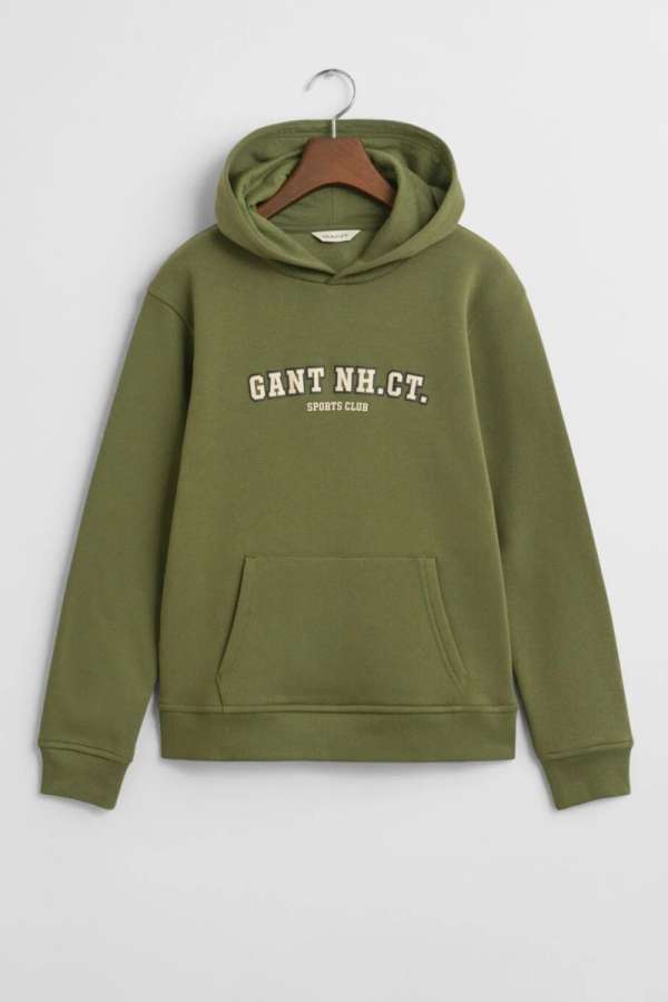 MELEGÍTŐFELSŐ GANT GRAPHIC SWEATSHIRT HOODIE WASHED OLIVE