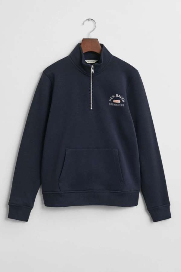 MELEGÍTŐFELSŐ GANT GRAPHIC HALF ZIP SWEATSHIRT EVENING BLUE
