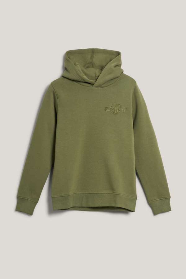 MELEGÍTŐFELSŐ GANT TONAL AS HOODIE WASHED OLIVE