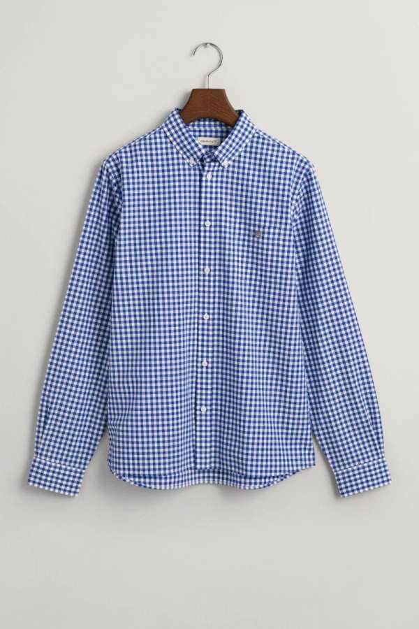 ING GANT POPLIN GINGHAM SHIELD SHIRT COLLEGE BLUE