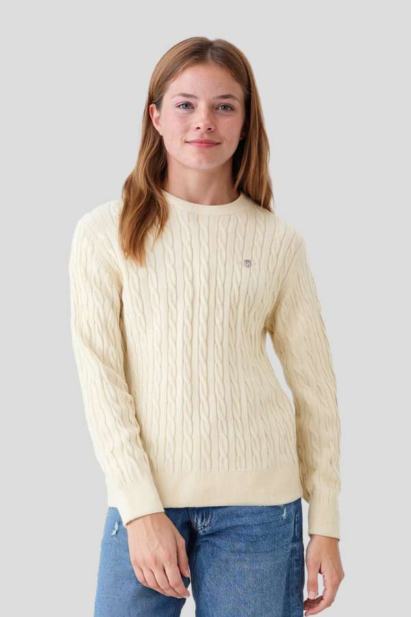 PULÓVER GANT SHIELD COTTON CABLE C-NECK CREAM