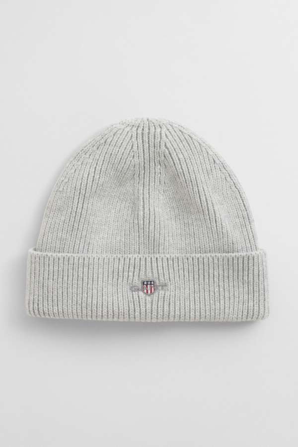 SAPKA 7-16 ÉVES GANT SHIELD COTTON BEANIE LIGHT GREY MELANGE