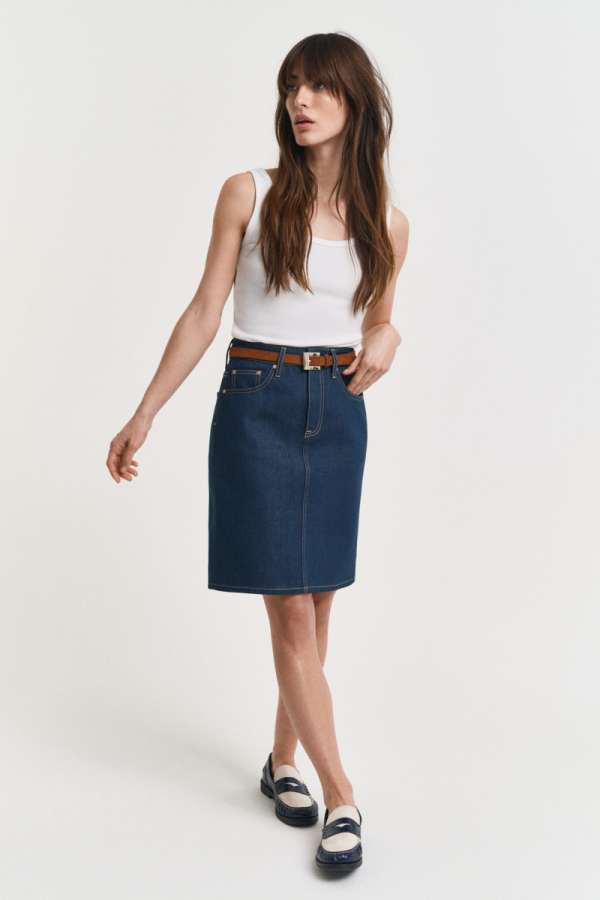 SZOKNYA GANT DENIM SKIRT MID BLUE