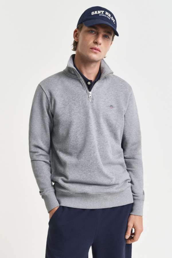 ELEGÍTŐFELSŐ GANT REG SHIELD HALF ZIP SWEAT GREY ELANGE