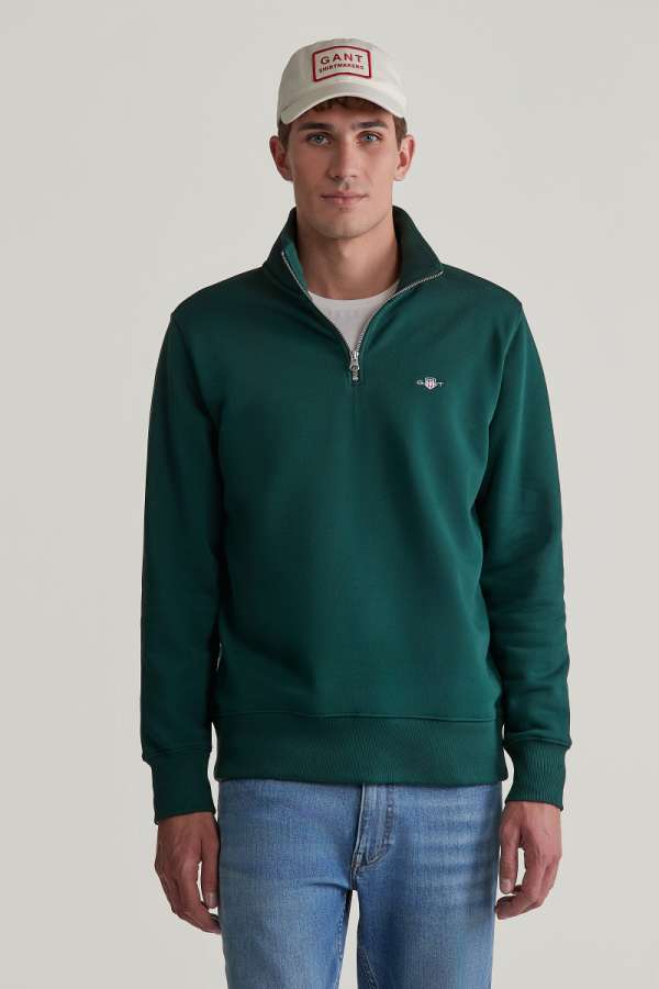 MEEGÍTŐFESŐ GANT REG SHIED HAF ZIP SWEAT TARTAN GREEN