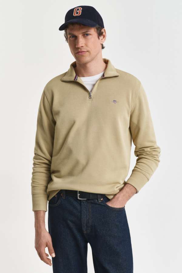 ELEGÍTŐFELSŐ GANT REG SHIELD HALF ZIP SWEAT WOODY BEIGE