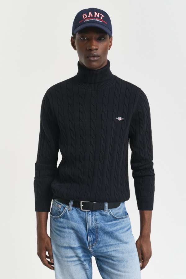 GARBÓ GANT COTTON CABLE TURTLE NECK BLACK