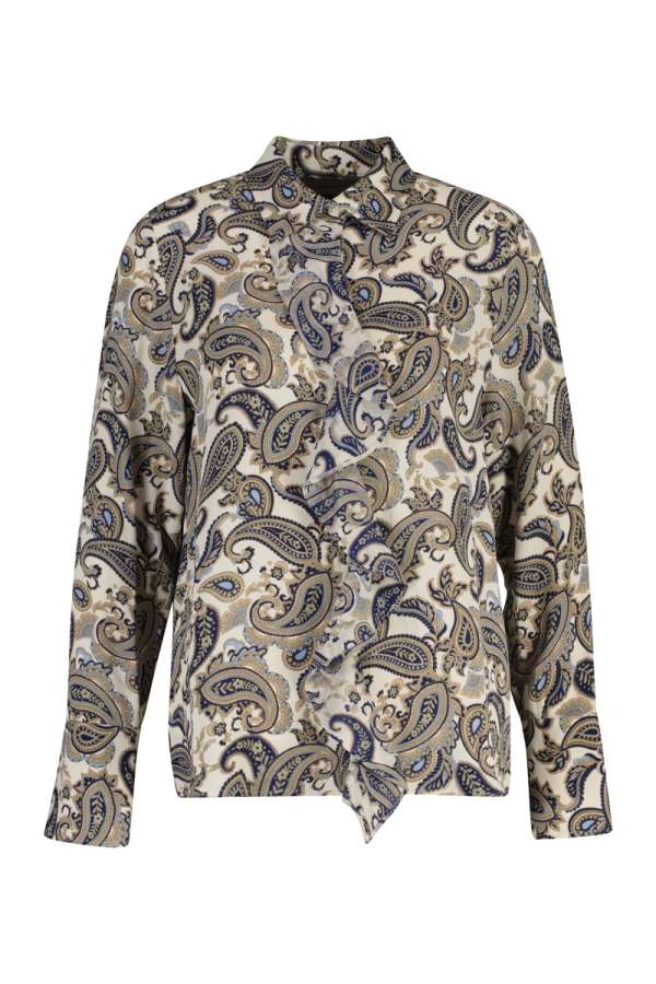 BLÚZ GANT REG PAISLEY PRINT RUFFLE BLOUSE PERSIAN BLUE