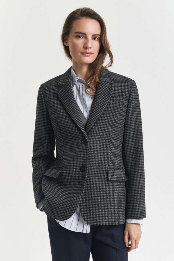 ZAKÓ GANT REG WOOL HOUNDSTOOTH BLAZER CHARCOAL MELANGE