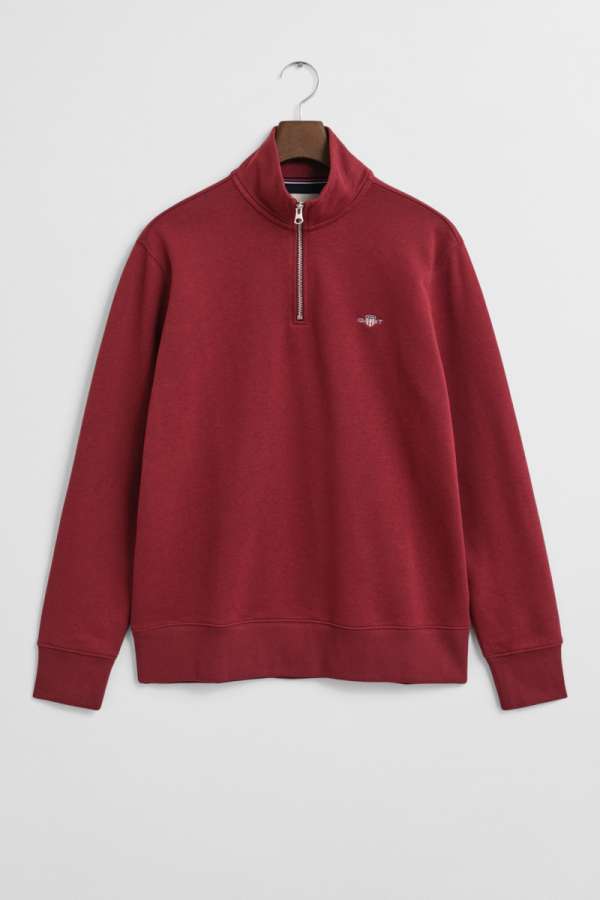 ELEGÍTŐFELSŐ GANT REG SHIELD HALF ZIP SWEAT PLUPED RED