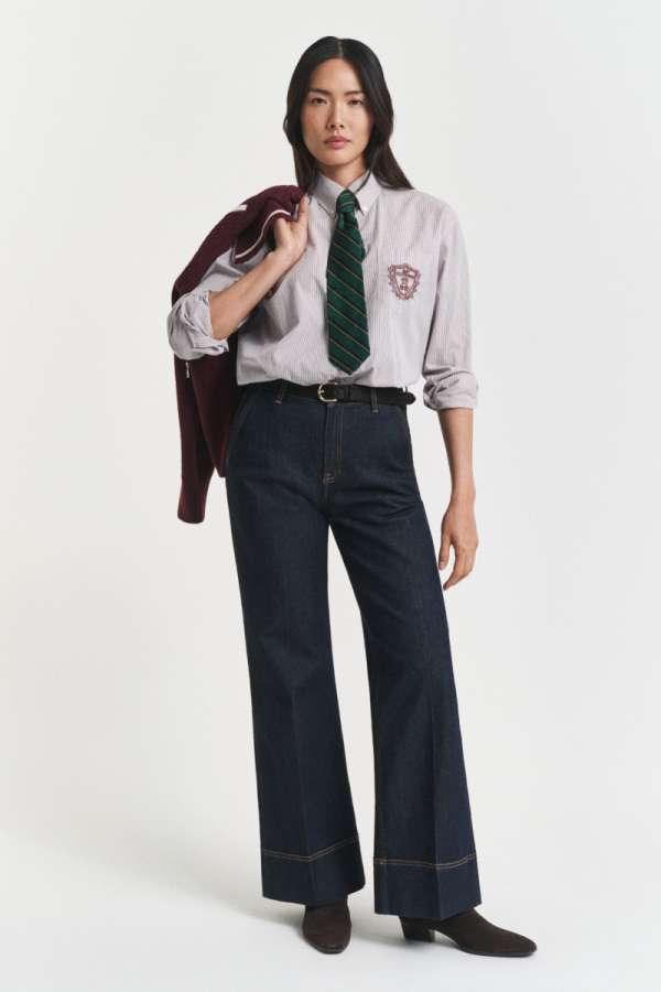 FARMER GANT SLIM FLARE JEANS WITH HEM DETAIL DARK BLUE