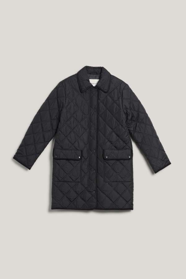 KABÁT GANT QUILTED COAT WITH CORD TRIM BLACK