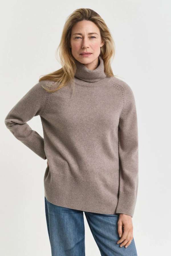 GARBÓ GANT DETAIL KNIT TURTLENECK TAUPE BEIGE