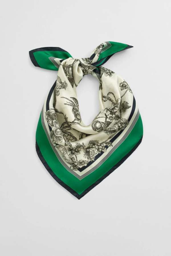 SÁL GANT TREE PRINT SILK SCARF GREEN LAGOON