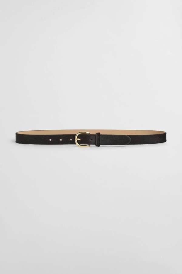 ÖV GANT PONY HAIR LEATHER BELT DEEP BROWN