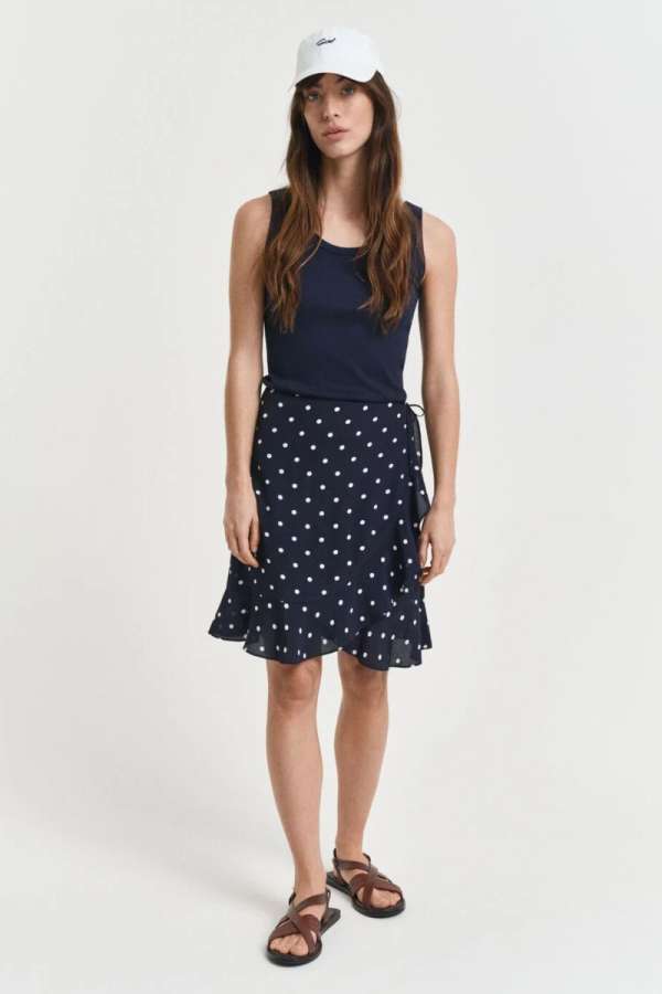 SZOKNYA GANT DOT PRINT FRILL SKIRT EVENING BLUE