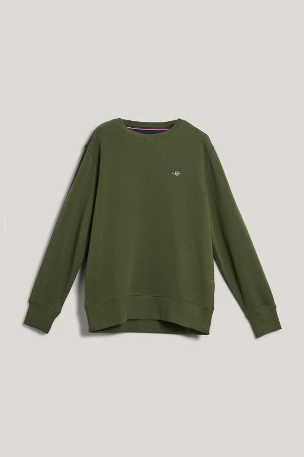 ELEGÍTŐFELSŐ GANT REG SHIELD C-NECK SWEAT COUNTRY GREEN