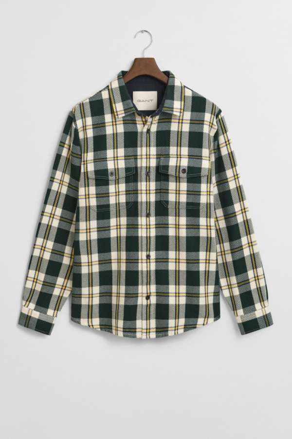 ING GANT HEAVY TWILL CHECK OVERHIRT TARTAN GREEN