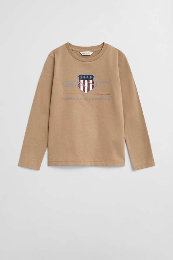 PÓLÓ GANT ARCHIVE SHIELD LS T-SHIRT DARK KHAKI