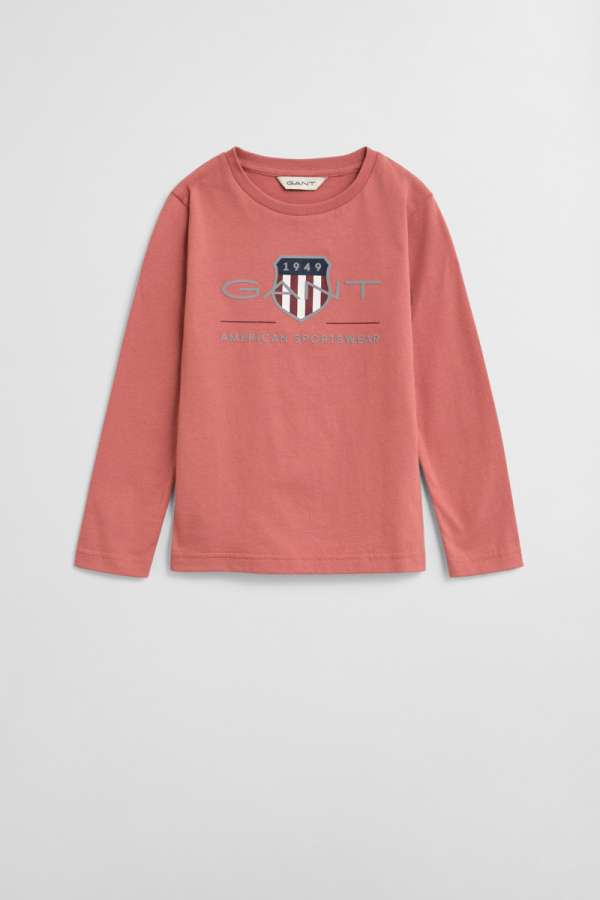 PÓLÓ GANT ARCHIVE SHIELD LS T-SHIRT FADED BRICK