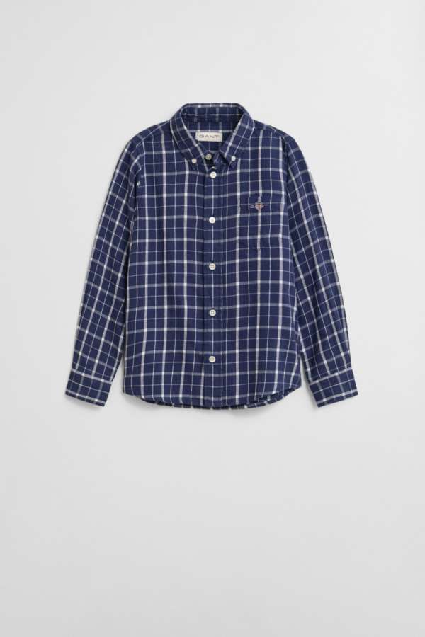 ING GANT CHECKED FLANNEL BD SHIRT PERSIAN BLUE