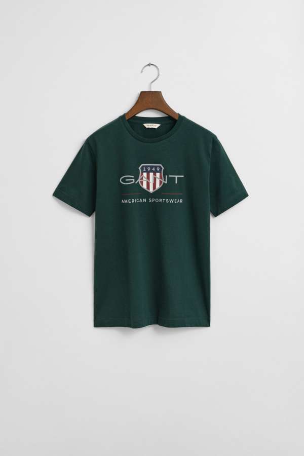 PÓLÓ GANT ARCHIVE SHIELD SS T-SHIRT TARTAN GREEN