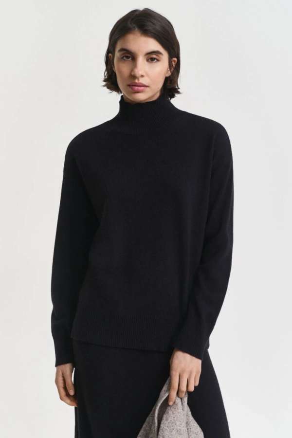GARBÓ GANT SUPERFINE LAMBSWOOL MOCK NECK BLACK