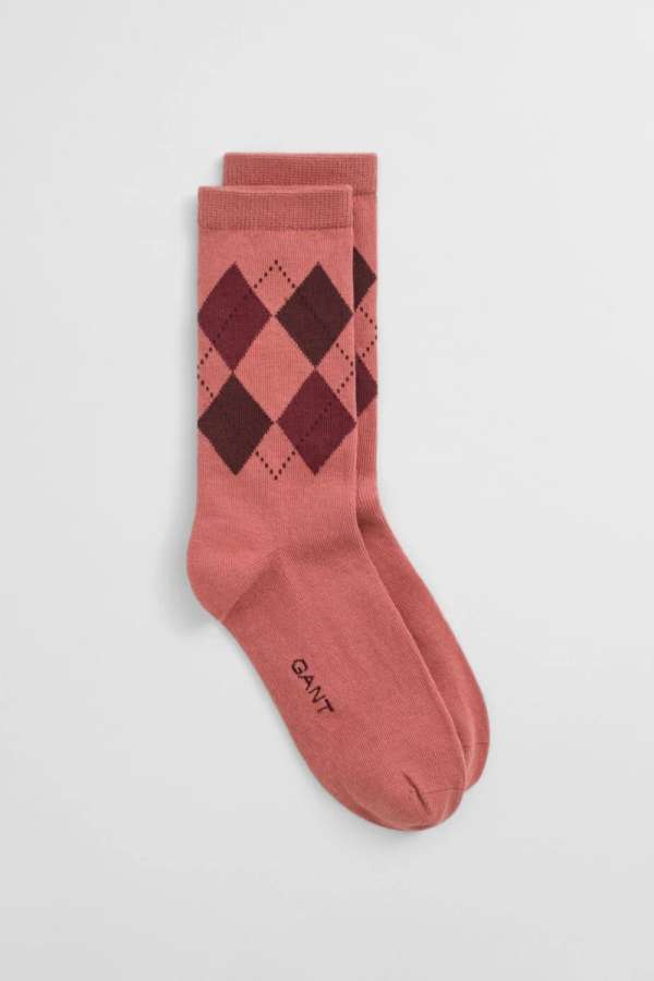ZOKNI GANT ARGYLE CHECK SOCKS FADED BRICK