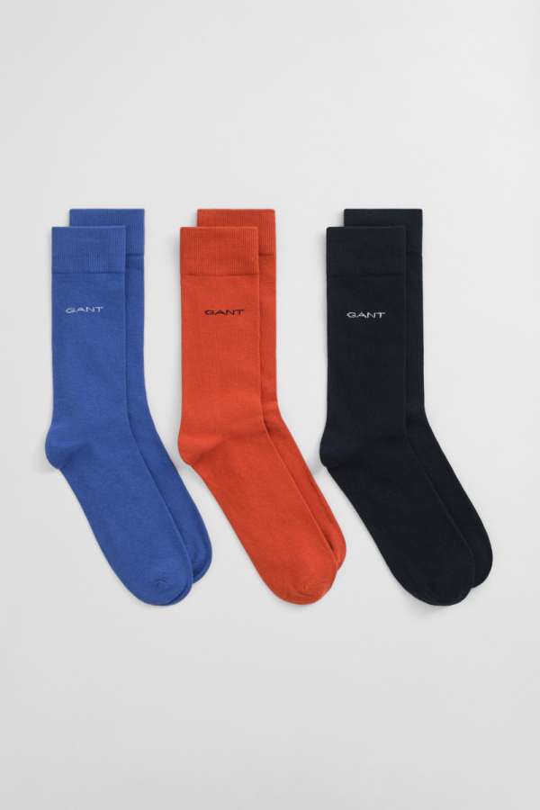 ZOKNI GANT SOFT COTTON SOCKS 3-PACK RICH BLUE