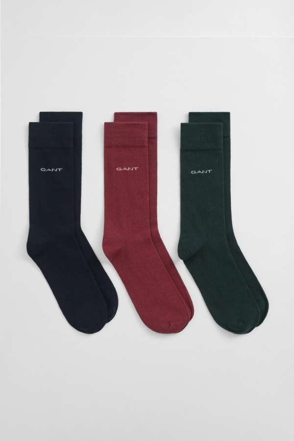 ZOKNI GANT SOFT COTTON SOCKS 3-PACK TARTAN GREEN