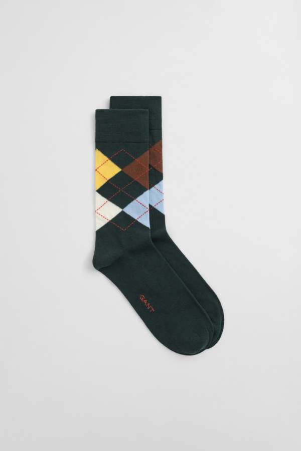 ZOKNI GANT ARGYLE SOCKS TARTAN GREEN