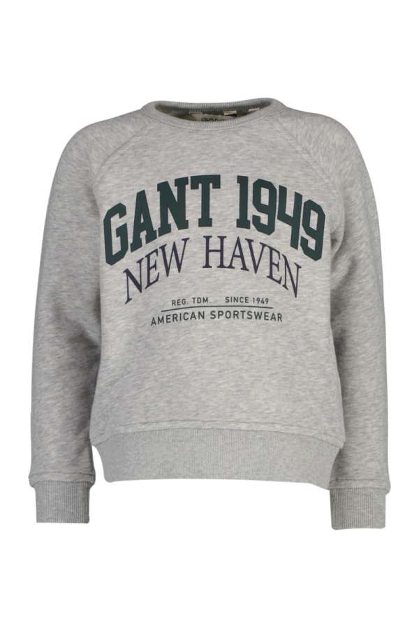 MELEGÍTŐFELSŐ GANT GRAPHIC RAGLAN C-NECK SWEAT LIGHT GREY MELANGE