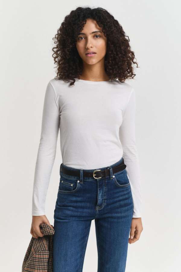 PÓLÓ GANT LIGHT COTTON LS T-SHIRT WHITE