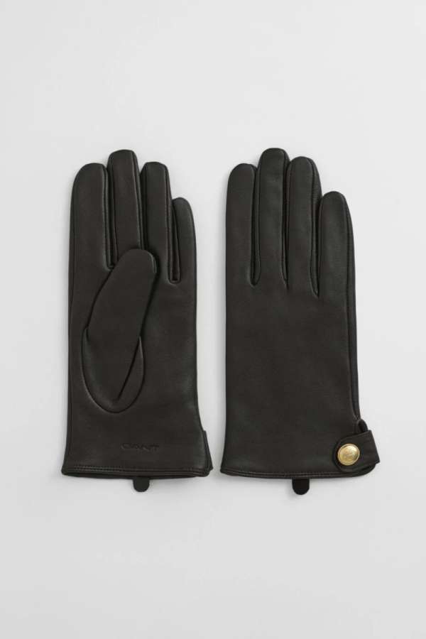 KEZTYŰ GANT BUTTONED LEATHER GLOVE DEEP BROWN