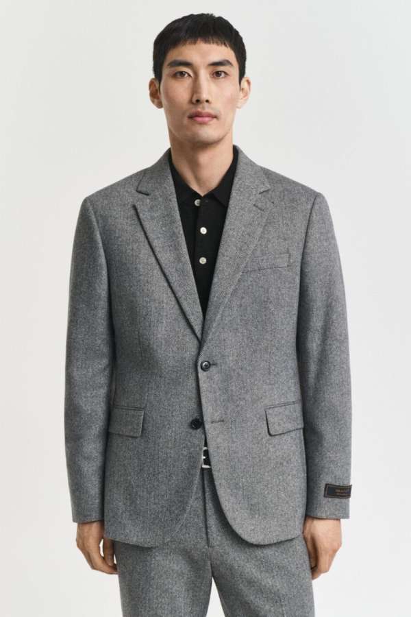 ZAKÓ GANT FLANNEL HERRINGBONE SUIT JACKET ANTRACIT MELANGE