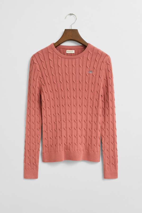 PULÓVER GANT STRETCH COTTON CABLE C-NECK FADED BRICK