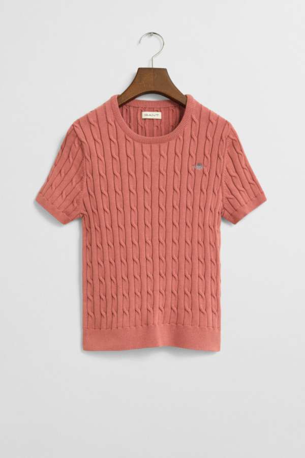 PULÓVER GANT STRETCH COTTON CABLE SS C-NECK FADED BRICK