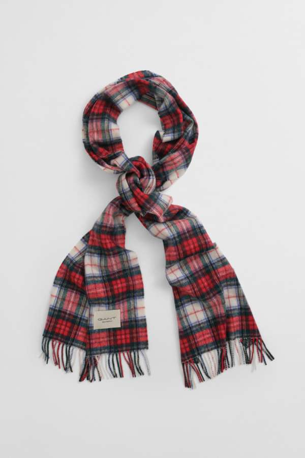 SÁL GANT CASHMERE BLEND TARTAN SCARF RUBY RED