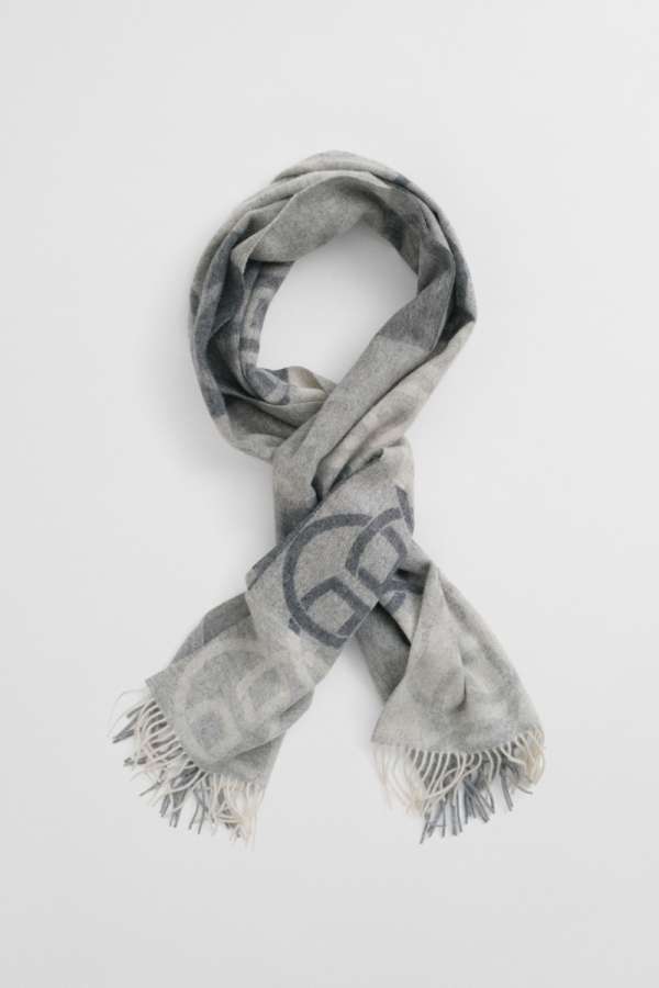 SÁL GANT MONOGRAM WOOL SCARF CHARCOAL MELANGE