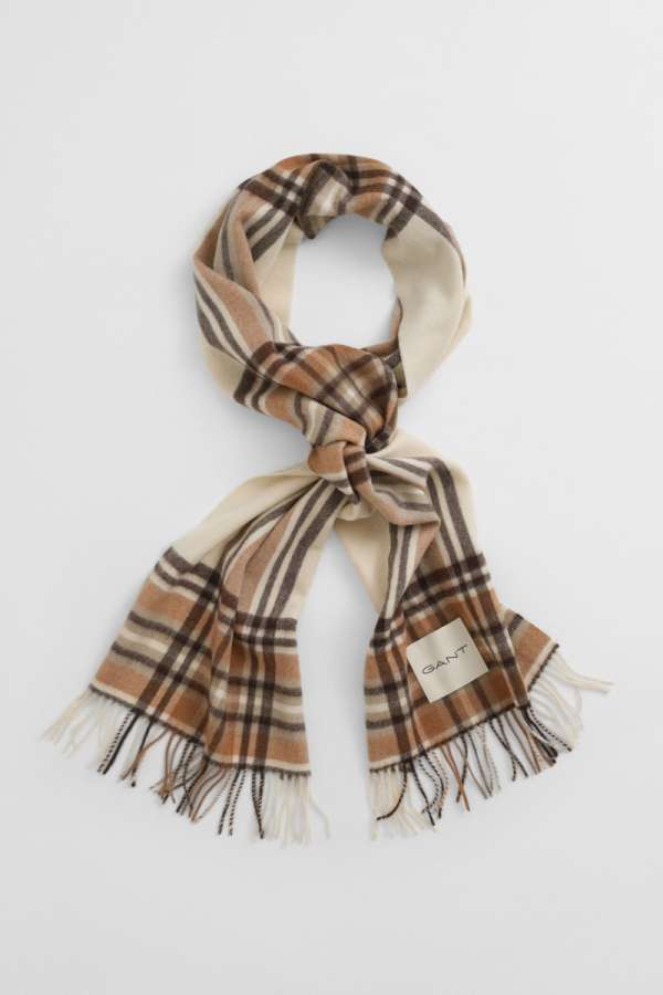 SÁL GANT TARTAN CHECK WOOL SCARF CREAM