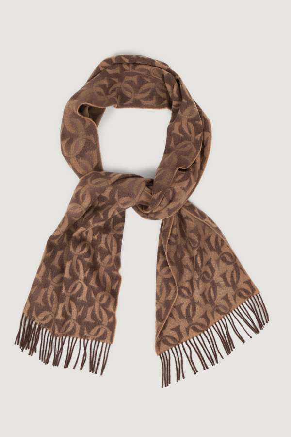 SÁL GANT G MONOGRAM WOVEN SCARF DEEP BROWN