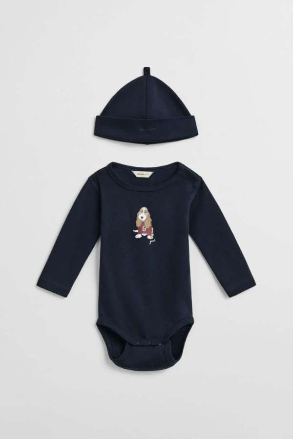 GYEREK SZETT GANT DOG PRINT BODY & BEANIE EVENING BLUE