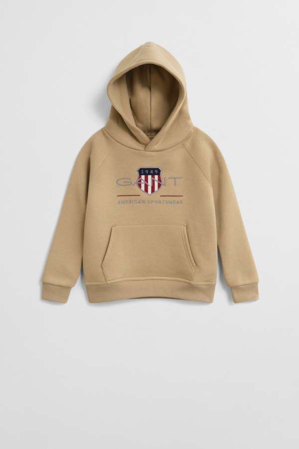 MELEGÍTŐFELSŐ GANT ARCHIVE SHIELD RAGLAN HOODIE DARK KHAKI