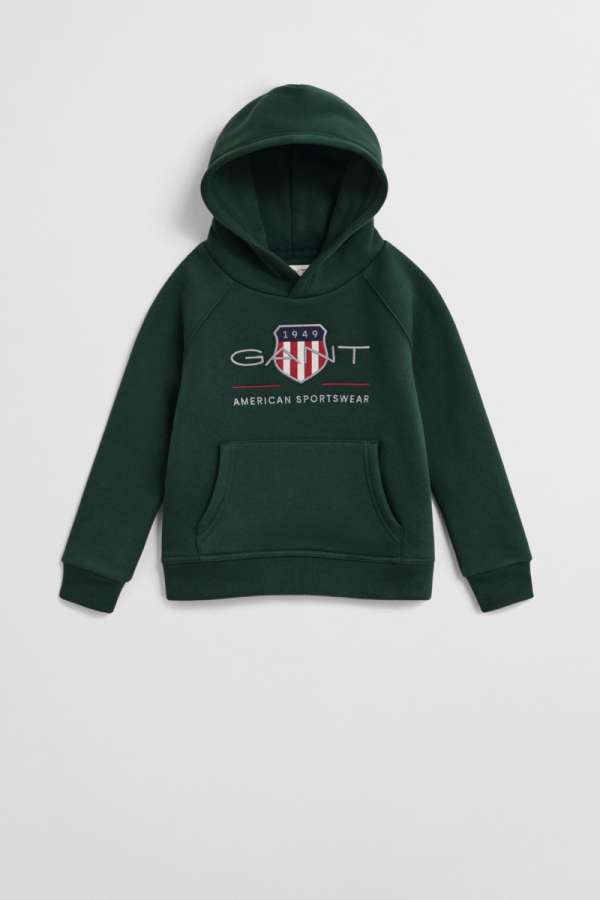 MELEGÍTŐFELSŐ GANT ARCHIVE SHIELD RAGLAN HOODIE TARTAN GREEN