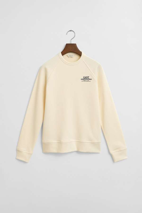 MELEGÍTŐFELSŐ GANT GRAPHIC RAGLAN C-NECK SWEAT CREAM