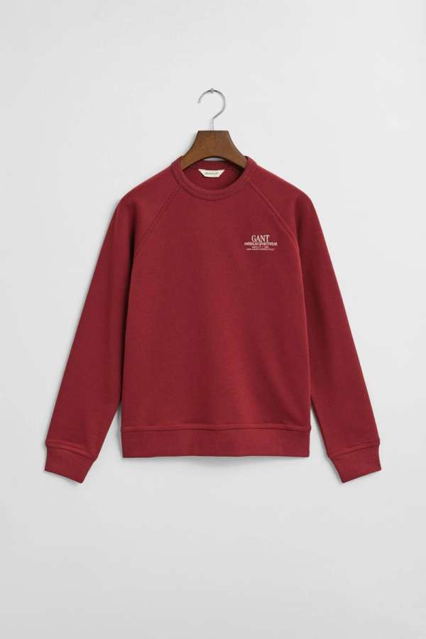 MELEGÍTŐFELSŐ GANT GRAPHIC RAGLAN C-NECK SWEAT PLUMPED RED